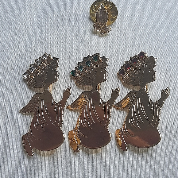 Pin Vintage Thoughtful Little Angels - Friendship, Style Rétro Féminin